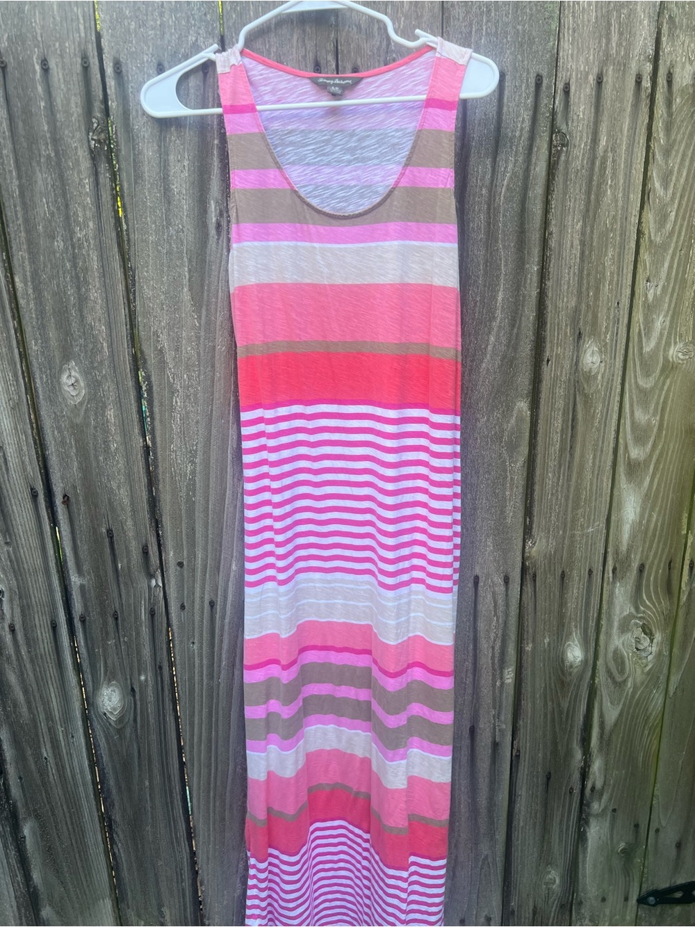 Tommy Bahama Pink and Gray Striped Dress